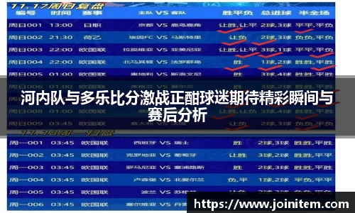 河内队与多乐比分激战正酣球迷期待精彩瞬间与赛后分析